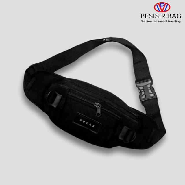 Tas Selempang Pria Waist Bag RUCAS Tas Pinggang Tas Waitsbag Keren Trendy waistbag casual tas selempang & bahu Hitam