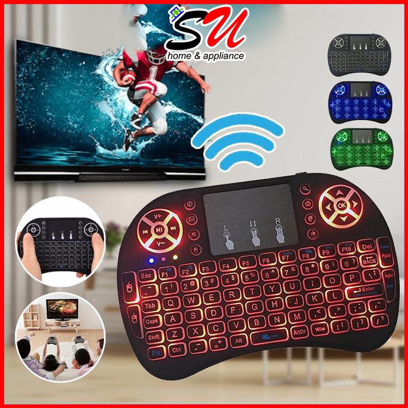 SU TV Mini Wireless Keyboard And Mouse Remote Control Set With Gaming Keypad Papan Touchpad For Tablet Ps4 Box PC Computer Blue Light Black