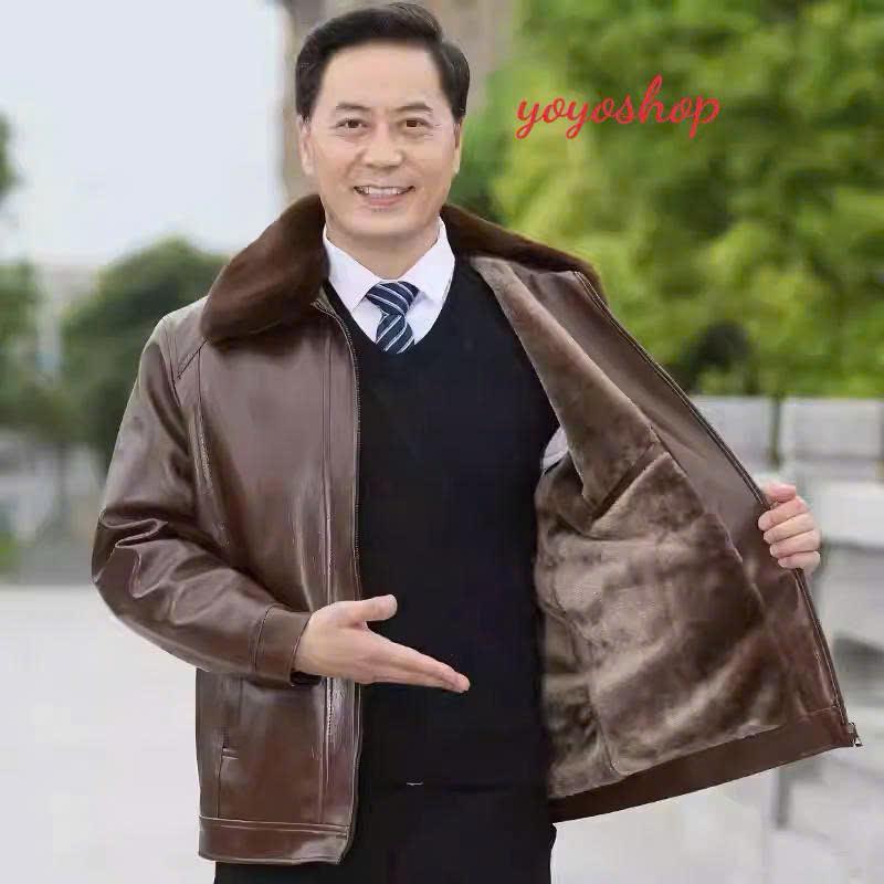 Áo khoác da nam trung niên cao cấp lót lông mềm mại chống lạnh tốt K104 YOYOSHOP 