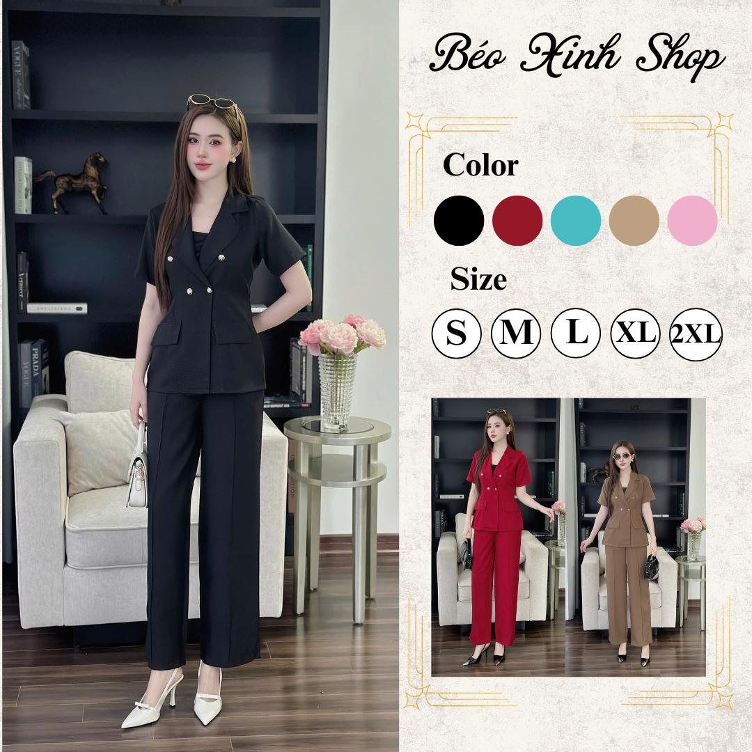Set 3 Món Quần Áo Cổ Tim Tay Ngắn Vải Cotton Lạnh Cho Các Nàng 40 - 95Kg Nữ Top Women Xoè - A.1469
