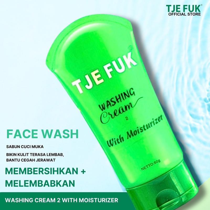 TJE FUK Washing Cream with Moisturizer 60 Gr (Hijau)  - Facial Wash Sabun Cuci Muka Membersihkan Kotoran di Wajah Untuk Kamu Yang Berjerawat dan Kulit Kering Mencerahkan Cair 0