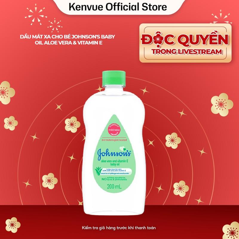 Dầu Mát Xa Cho Bé 200ml - Johnson's Baby Oil Aloe Vera & Vitamin E