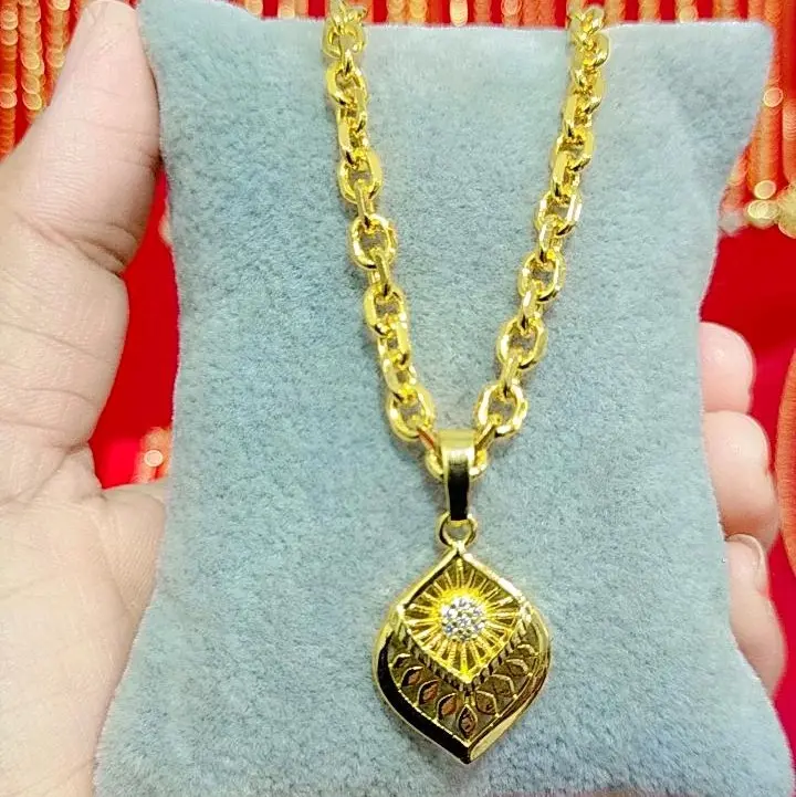 kalung rantai medan liontin oval cantik