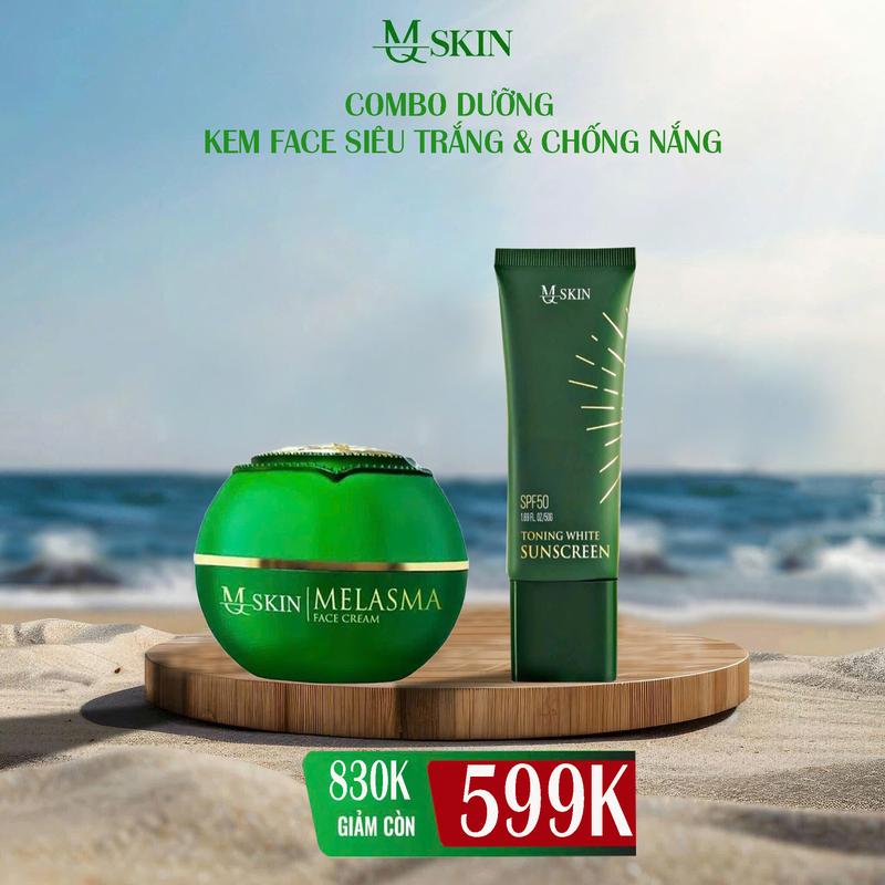 Combo Face Siêu Trắng Melasma Cream 20g + Chống Nắng Nhân Sâm CN-5 MQ SKIN - Hỗ Trợ Dưỡng Da Trắng Mịn Mờ Thâm Nám Làm Đẹp Bảo Vệ Da Da Skincare Nữ Women