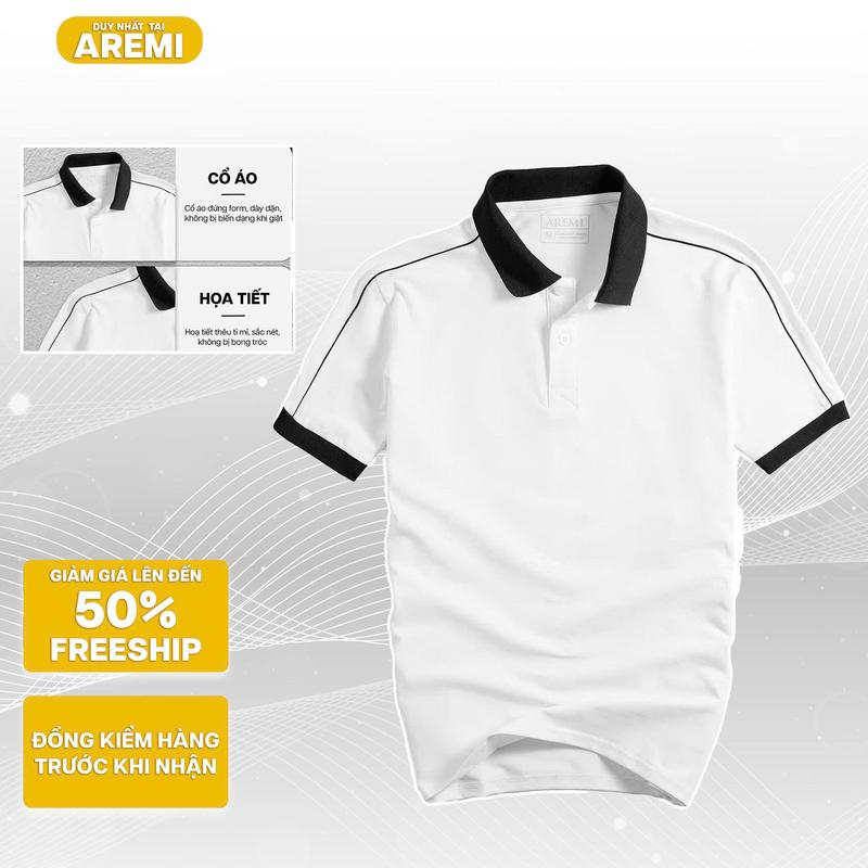  Áo polo nam tay ngắn cổ trụ AREMI chất vải cotton tổ ong mềm mịn cao cấp thiết kế trẻ trung thanh lịch APL0037 Menswear Top Shirt Có Cổ 