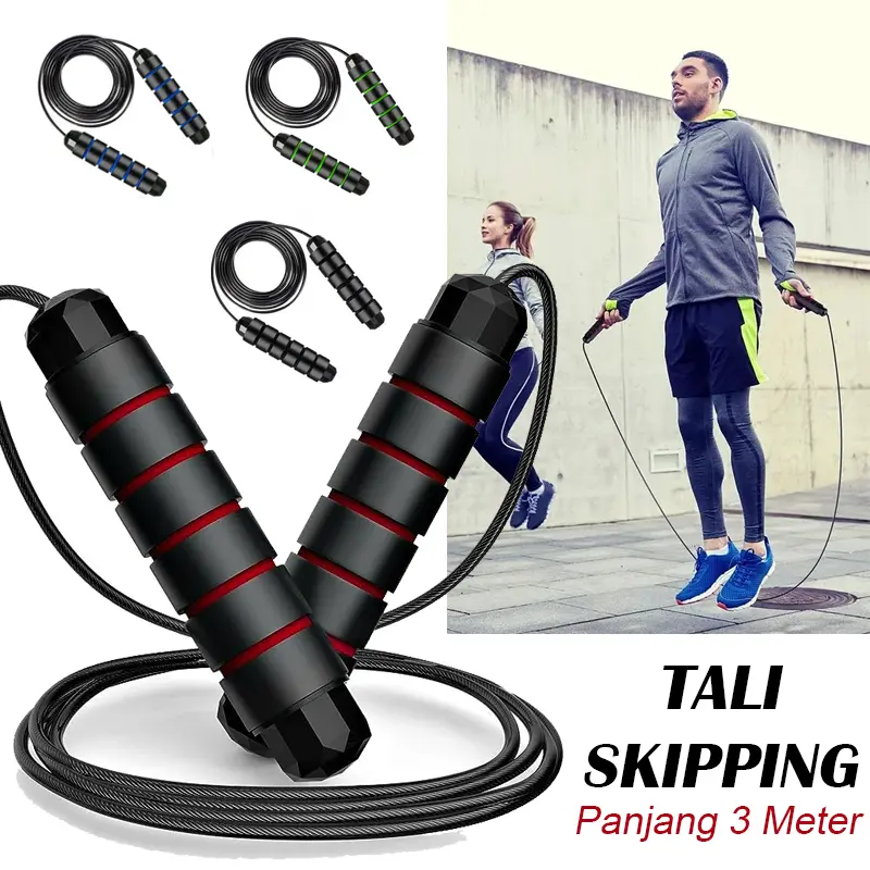 Tali Skipping Jump Rope Bearing Thick Premium 3 Meter Lompat Tali Skiping Jumping Dewasa Outdoor
