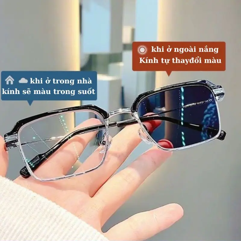 Kính râm, phiên bản PRO, dành cho nam và nữ, gọng thay đổi màu, chống tia cực tím, kính mắt titan của phụ nữ, kính đen vuông lớn, kính râm