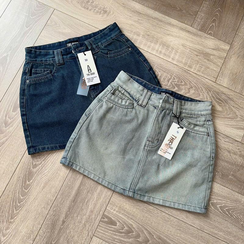 THE QUẠO - Chân Váy Jeans Nữ Lưng Cao Túi Kiểu Đĩa Đôi Basic Bụi S2206_720