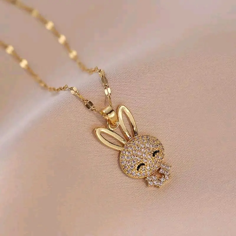 Kalung Titanium Anak-anak dan Dewasa Liontin Boneka Hello Kitty Anti Karat Tidak Luntur Aksesories Jewelry 3