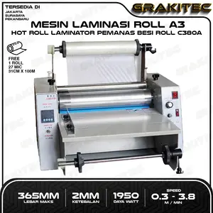Grakitec Mesin Laminating Roll A3 C380A | C380C - Hot Roll Laminator Pemanas Besi Roll
