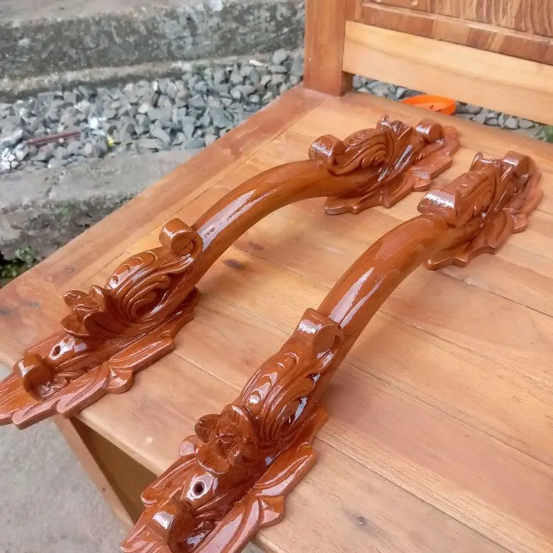 Handle Pintu Kayu Jati TPK Ukiran Khas Jepara Isi 2pcs Sudah Finishing 2