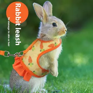 Cute Adjustable Rabbit Harness Outdoor Leash Buckle Breathable Mesh Vest Skirt Bunny Guinea Pig Small Pet Traction Harness Suit - C L