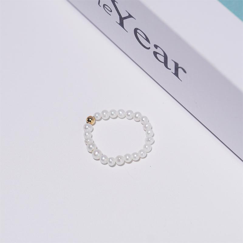 Product Introduction of shuiyu 18K accessories freshwater nucleated millet pearl ring3-4mm nearly round with slight flaws ZH12709 2