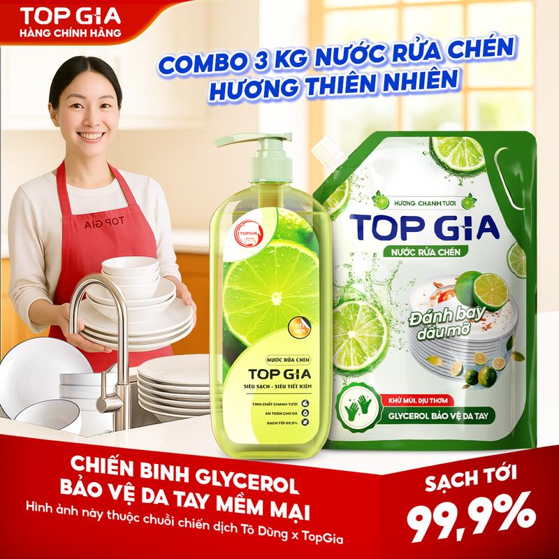   BÁN CHẠY  COMBO 1 Túi Nước Rửa Chén 2L + 1 Chai Nước Rửa Chén Hương Chanh | Đánh Bay Dầu Mỡ Với Công Thức Cải Tiến MỚI TOPGIA dầu rửa bát đĩa gia dụng nhà bếp  RC  