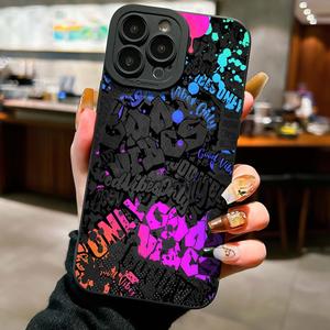 ストリートグラフィティ風耐衝撃iPhone 11-17 & Samsung S25-S21用スマホケース、彼氏・彼女へのユニークなギフト、クリエイティブデザイン