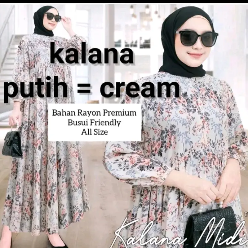 Kolinda MIDIA gamis kalana kolinda motif Bunga Muslim Dress Rayon 7