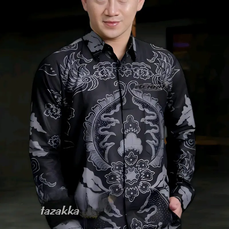 Kemeja Pria Lengan panjang Baju Kerja Batik formal Motif Seragam Kantor Nyaman Casual 3