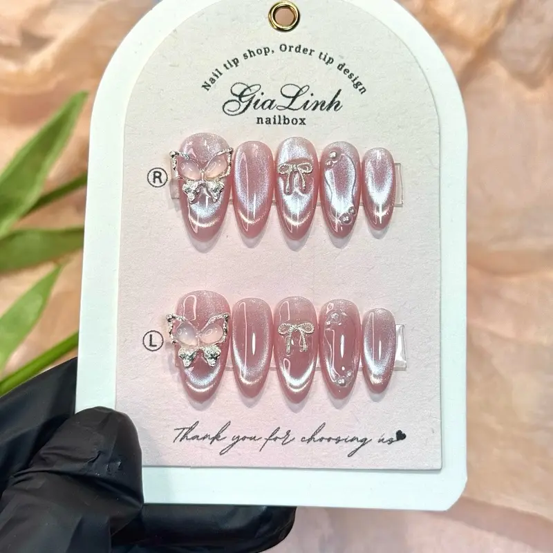 M428 nailbox thiết thạch mắt mèo phối charm xinh đi chơi đi tiệc kỉ yếu 8