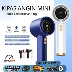 Kipas Portable Turbo Terbaru Dengan Desain Simpel Tampilan Baterai LED Mini Fan High-Speed