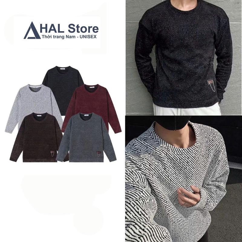 Hoàn tiền nếu không ưng Áo Dài Tay Nam Áo Sweater Chất Dạ Kim Tuyến Dày Dặn Phong Cách Hàn Quốc Trẻ Trung Sang Đẹp