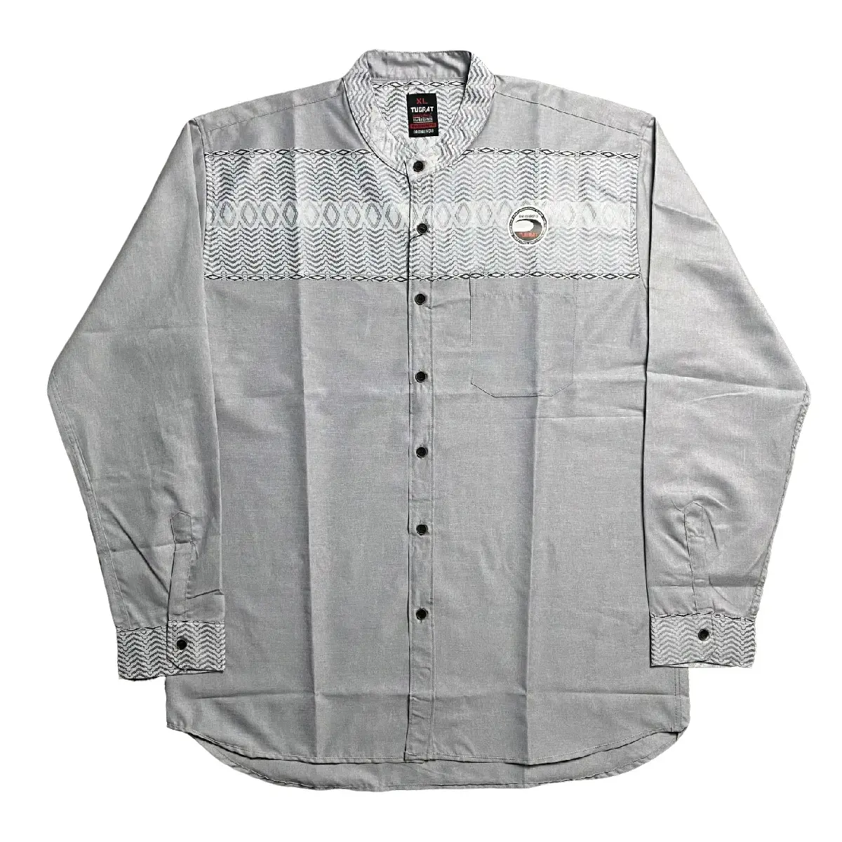 Kemeja Koko Katun Madinah Motif Gradasi Pria Poliester Katun Muslim Kain Lembut Panjang Nyaman Manset Baju