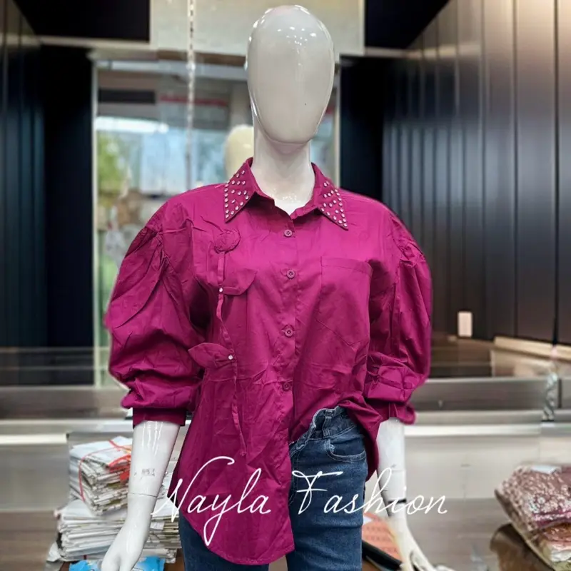 Kemeja import katun bunga setangkai