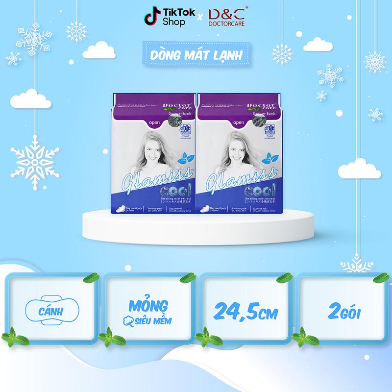 Combo 2 gói băng vệ sinh thảo dược Glamiss Cool ban ngày 24.5 cm siêu thấm
