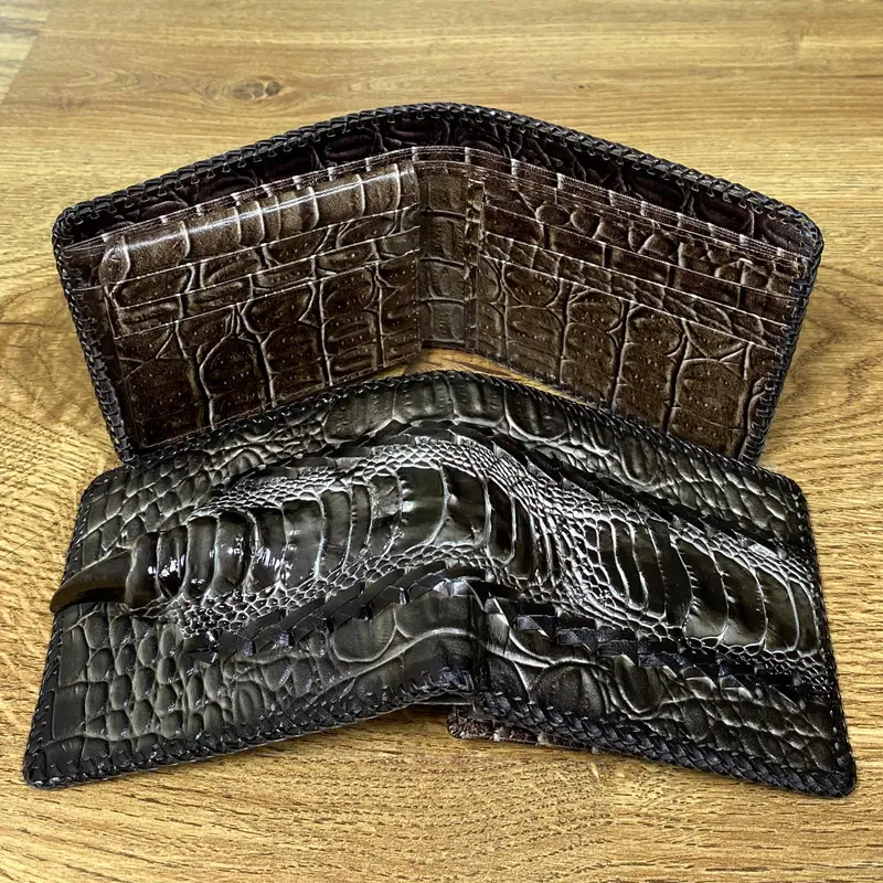 dompet pendek pria model lipat kuku rajut kartu kulit Uang 3