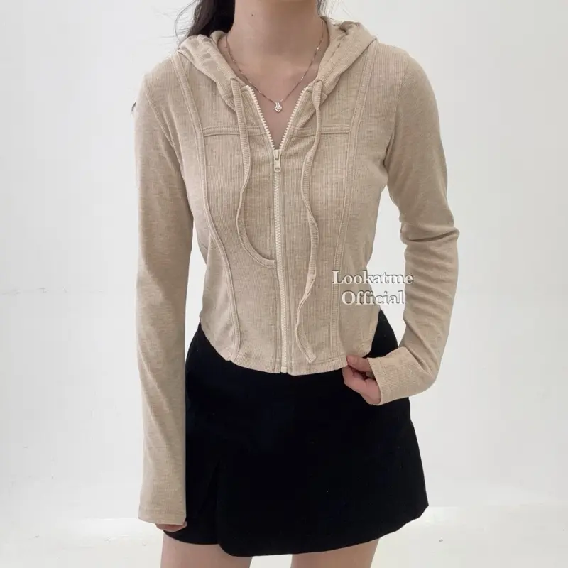 REVERIE TOP - Atasan Crop Jacket Wanita Lengan Panjang Bahan Stretch Adem Nyaman Melar Semi Jaket Outer 3
