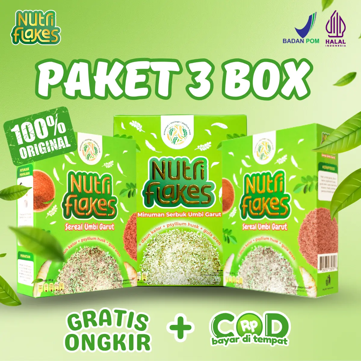 Nutriflakes Official Original Asli Sereal Asam lambung Ori Paket 3 Box Granola Susu Food Oatmeal