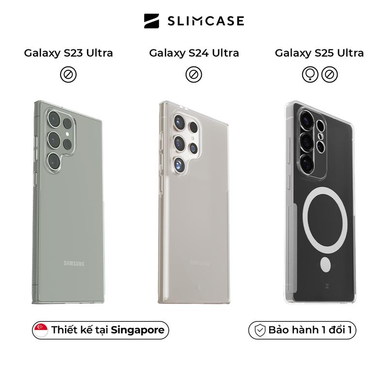  Ốp lưng dành cho Samsung S23 Ultra   S24 Ultra   S25 Ultra SLIMCASE UNIQUE - Không ố vàng siêu mỏng hỗ trợ sạc không dây 