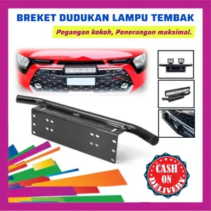 Breket Lampu Tembak LED Bar Mobil Dudukan Plat Nomor tanduk Breket Plat Nomor Sorot lampu sorot Mobil Universal Foglamp