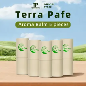 Terra Pafe Aroma Balm (5 buah) - Aroma Segar dan Menenangkan, Mudah Dibawa, Menyegarkan, Cocok untuk Bekerja dan Belajar, Perlengkapan Hijau