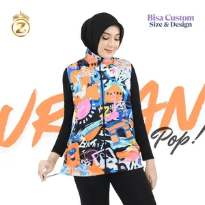 Rompi Printing Premium Olahraga Vest Outdoor Wanita Rompi Printing Hijab Bersepeda Zumba Dan Running Urban Pop