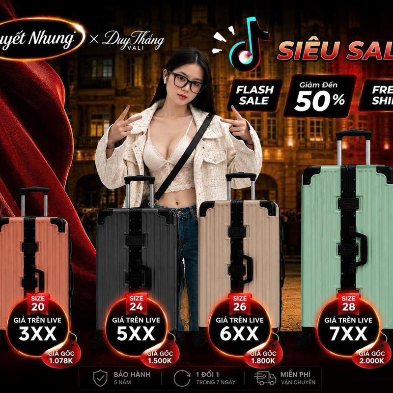 VaLi Duy Thăng - Tuyết Nhung Vali khung nhôm khóa sập Bảo Hành 5 Năm Lỗi 1 Đổi 1 Trong Vòng 15 ngày