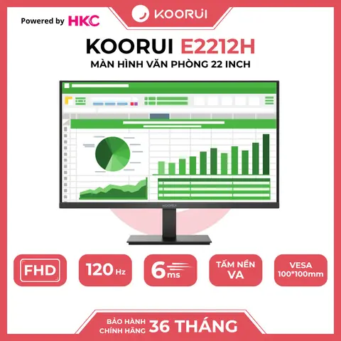 Màn Hình Máy Tính KOORUI E2212H 22 Inch | FHD VA 120Hz 5ms | Tràn Viền, Adaptive Sync, Bảo Vệ Mắt