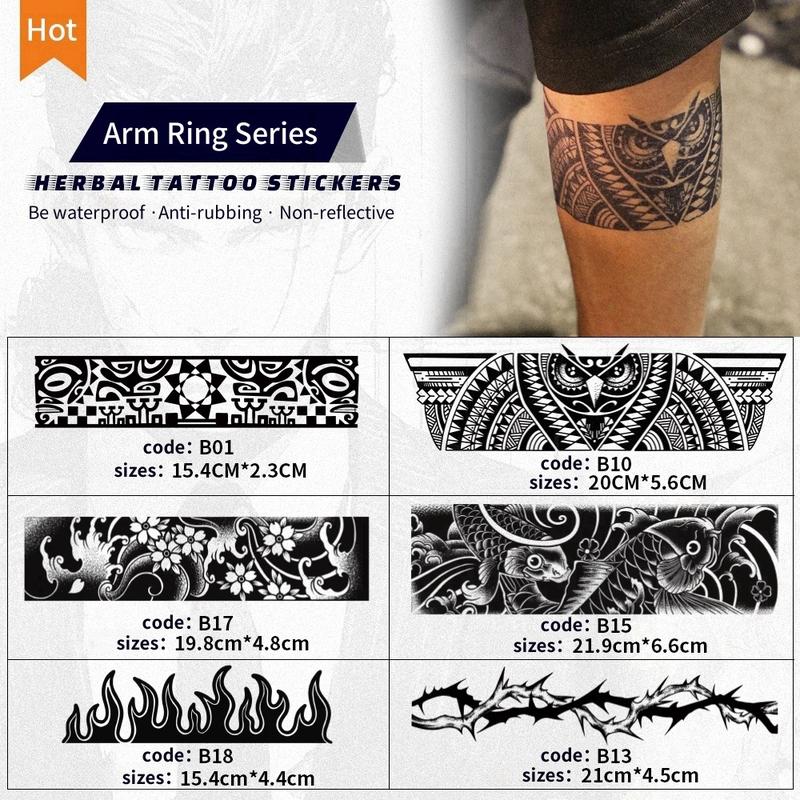 Hình xăm dán tạm thời Dòng vòng cánh tay Không thấm nước và lâu trôi Trải nghiệm hình xăm trong 7-15 ngày