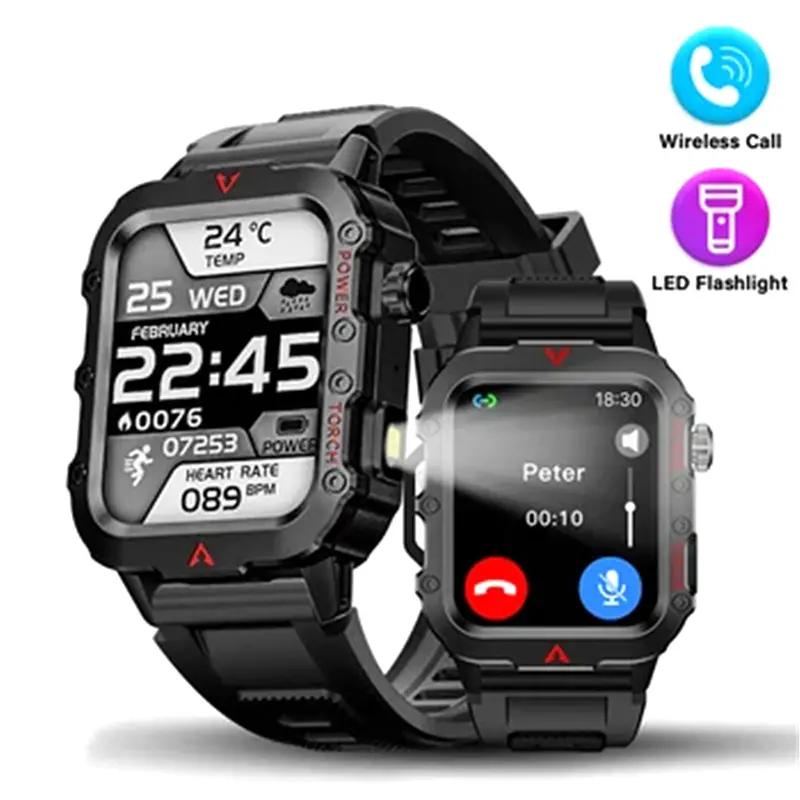 người đàn ông thể thao ngoài trời đồng hồ thông minh Bluetooth trò chuyện thể thao trái tim bộ giám sát tốc độ thông minh đèn pin đồng hồ đa chức năng đồng hồ thông minh