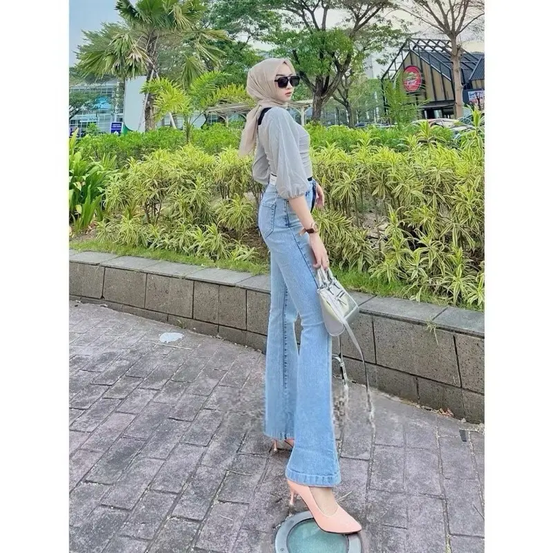 Celana Jeans Cutbray Wanita Premium warna Abu-abu 1