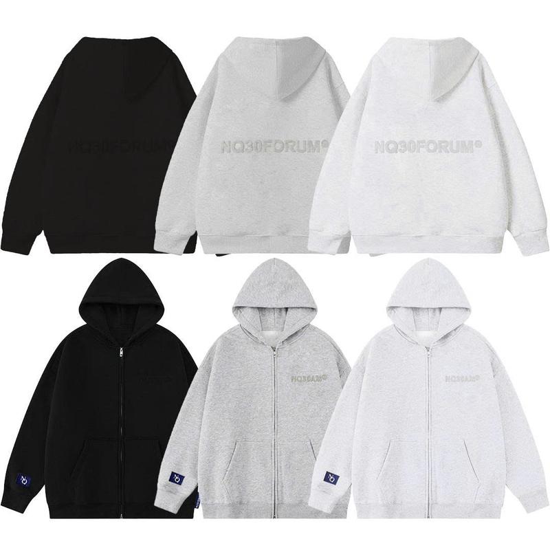 Áo Khoác Hoodie Zip Boxy Chữ Dập Nổi COTTON NQ30FORUM Form Rộng Nam Nữ Unisex