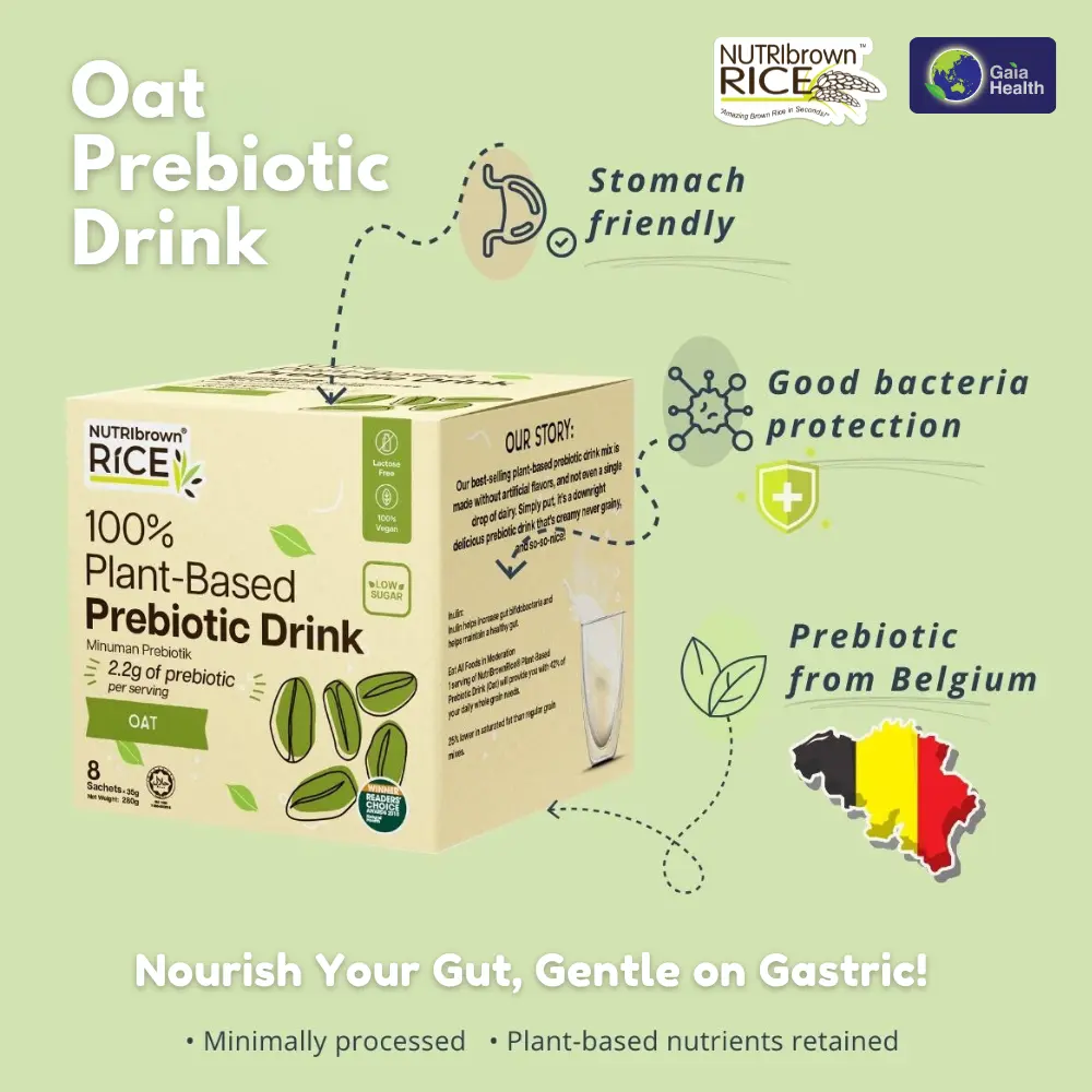 NUTRIbrown Rice - Oat Added with Prebiotic Nutri Brown Rice Drink: Heart Health & Digestive Wellness, helps with constipation & gut health