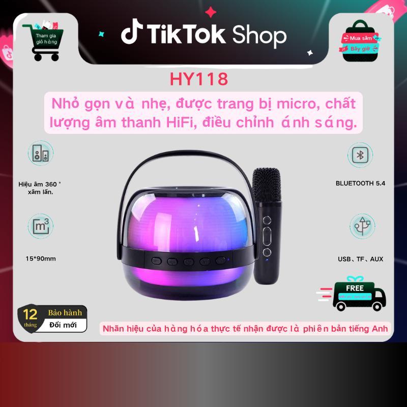 Loa Bluetooth Cầm Tay HY118, với Micro Cầm Tay Loa Bluetooth không dây Đèn màu RGB Loa mini không dây