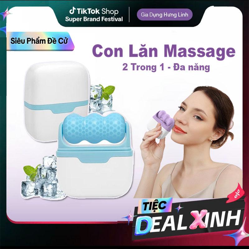 Con Lăn Massage Nén Đá Lạnh Đa Năng - Máy Massage Mặt 2 Trong 1 Làm Mát Dụng Cụ Chăm Sóc Da