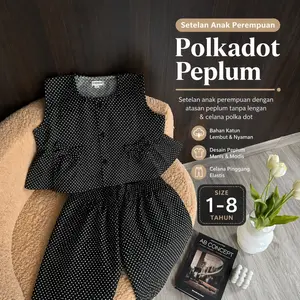 LIKEMOM.ID | Velvet oneset | Setelan anak Polkadot Peplum Premium best seller