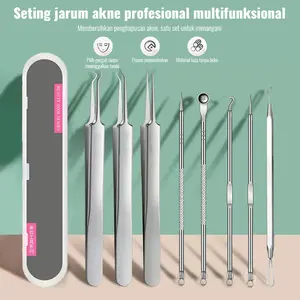 8pcs Pinset Komedo Stainless Alat Jerawat Alat Penjepit Komedo Alat Penghilang Komedo Hidung Blackhead