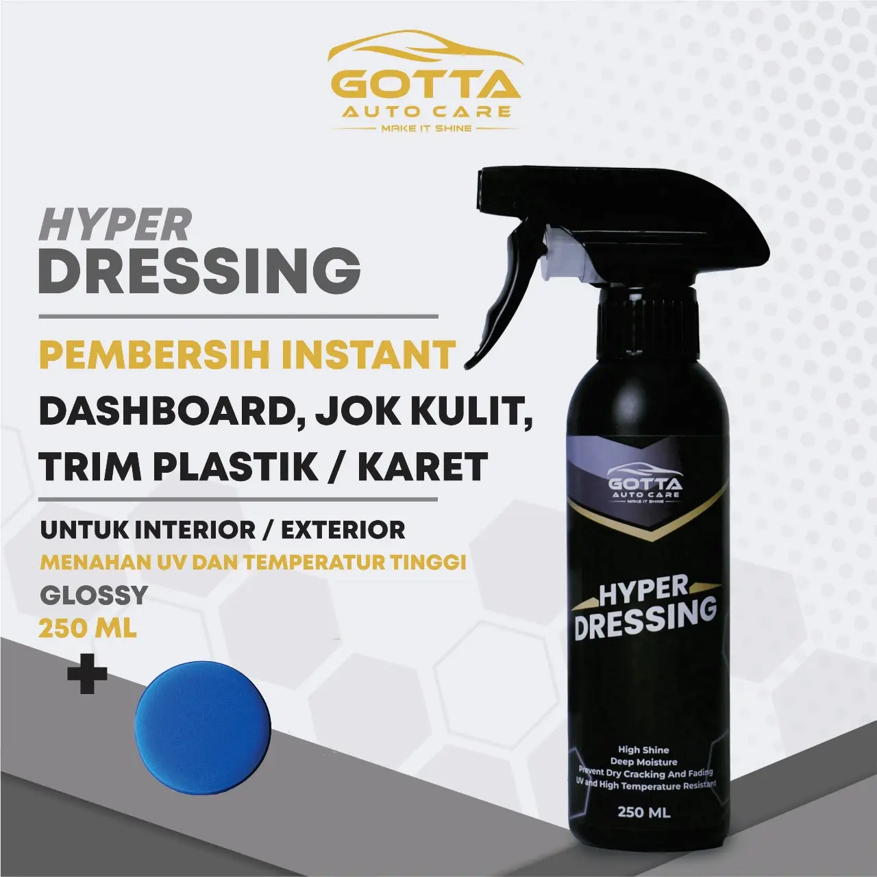 Hyper Dressing - Pengkilap Dashboard , Trim , Rubber , Leather Interior dan Exterior - Gotta Auto Care