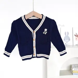 Outer cardigan rajut anak beruang navy series