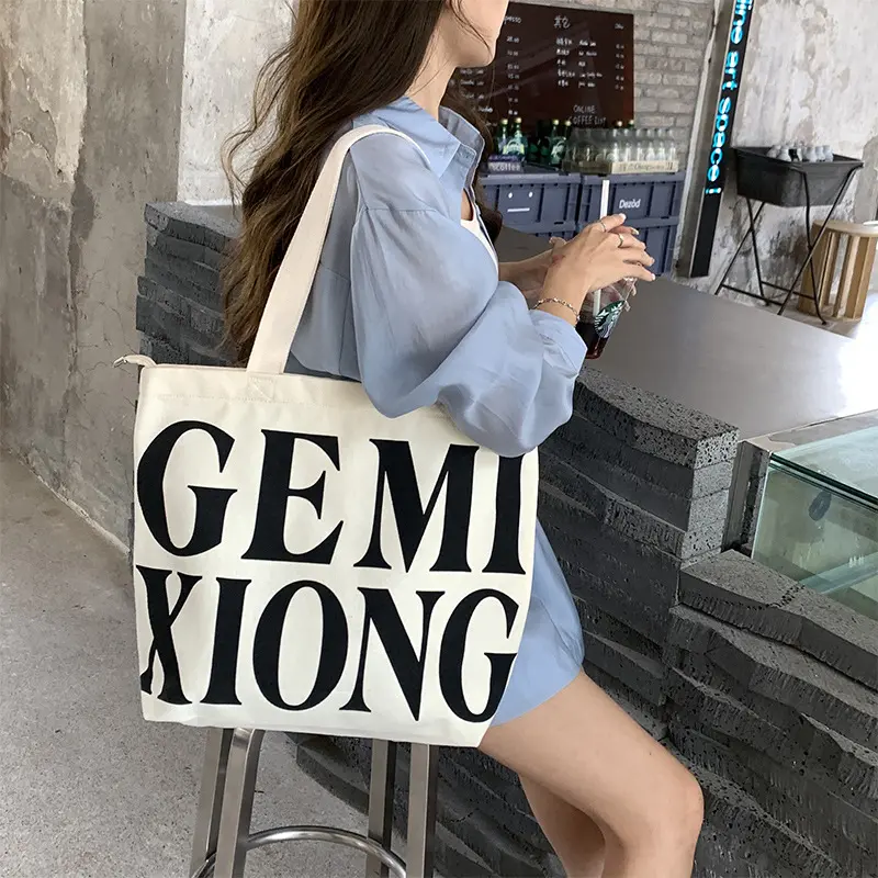 Túi Vải Bố, Phong Cách Hàn Quốc, Dung Tích Lớn, Dễ Phối Đồ, Túi Đeo Vai Chữ Cái, Phong Cách Ins