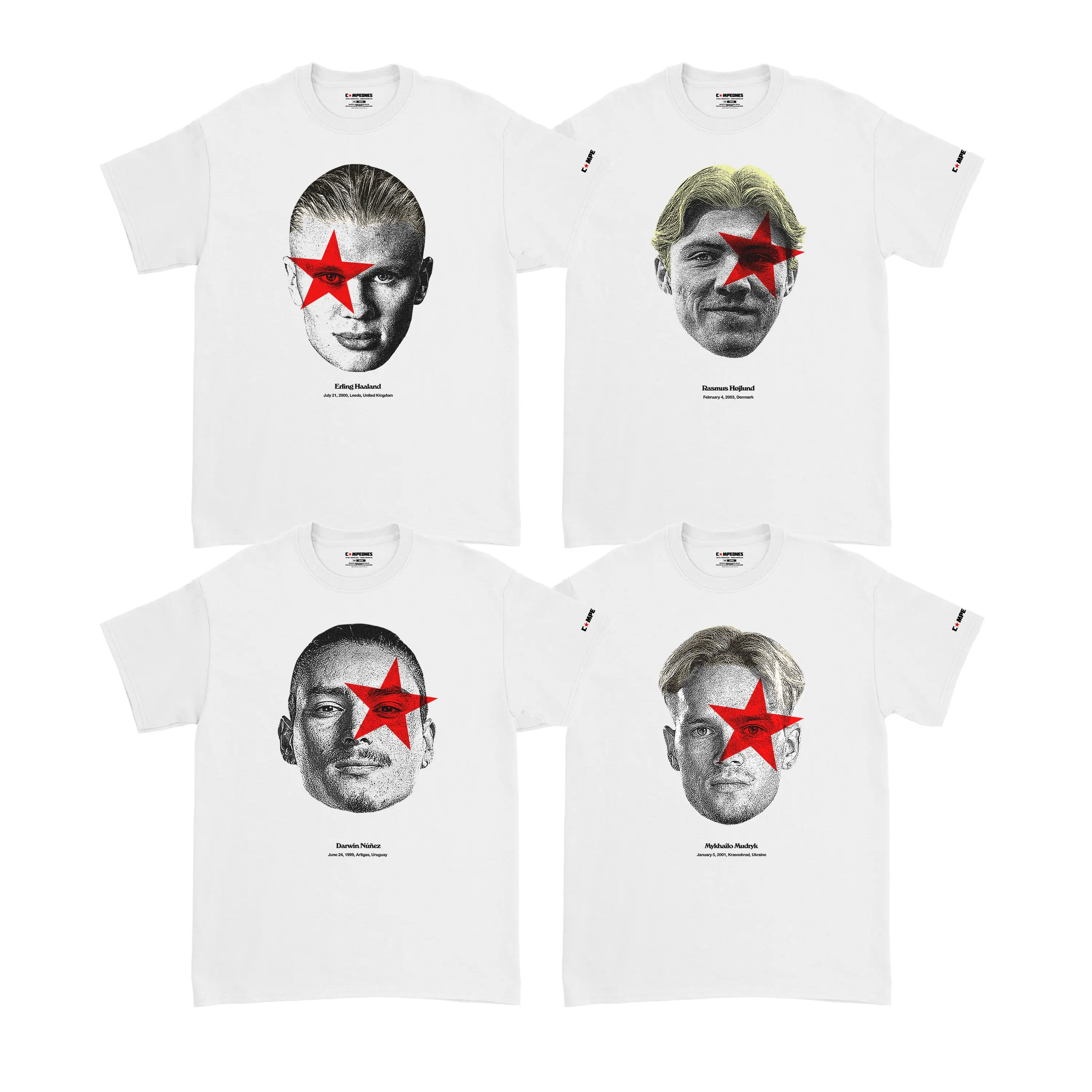 Campeones - Tshirt - Football Starboy Erling Haaland - Rasmus Hojlund - Darwin Nunez - Mudryk VOL V Baju Kaos Katun