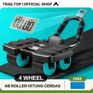 TrailTop AB Wheels Plank Trainer Ab Roller 4 Roda Automatic Rebound 2in1 Exercise Otot Inti Perut